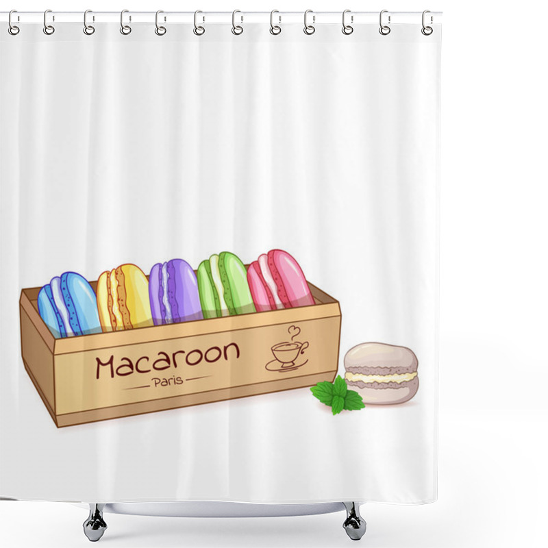 Personality  Beautiful Illustration Of A French Dessert Macaroons In An Elegant Box Shower Curtains