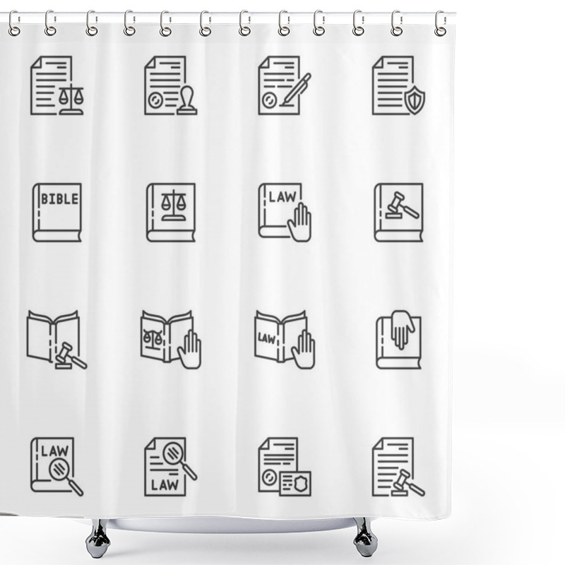 Personality  Law And Justice Line Icons Set Shower Curtains