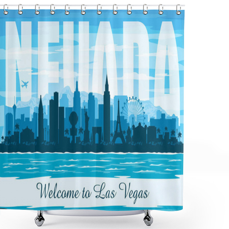 Personality  Las Vegas Nevada City Skyline Vector Silhouette Shower Curtains