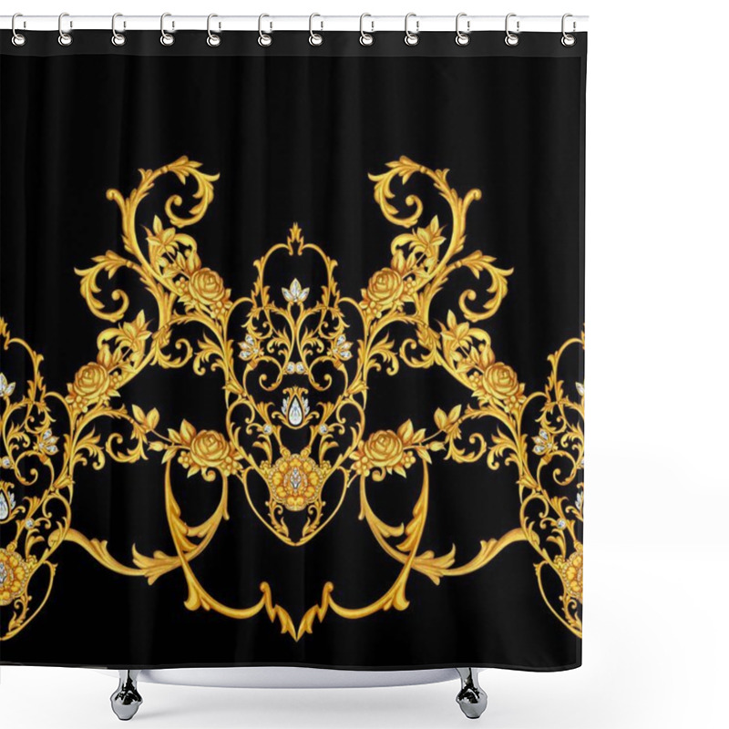 Personality  Seamless Border With Golden Scrolls Shower Curtains