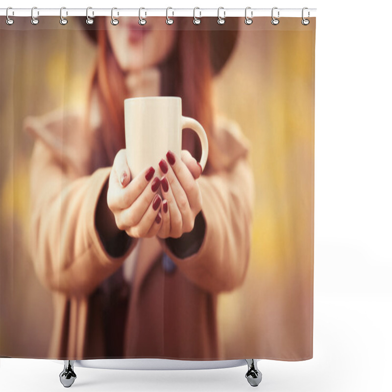 Personality  Woman In Autumn Park Shower Curtains