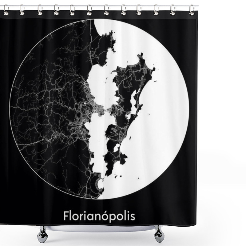 Personality  City Map Florianopolis Brazil South America Vector Illustration Shower Curtains