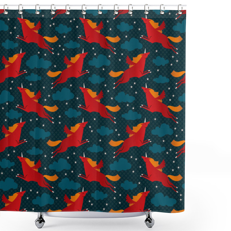 Personality  Unicorns Seamless Pattern Shower Curtains