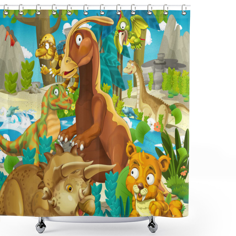 Personality  Cartoon Dinosaur Land Shower Curtains