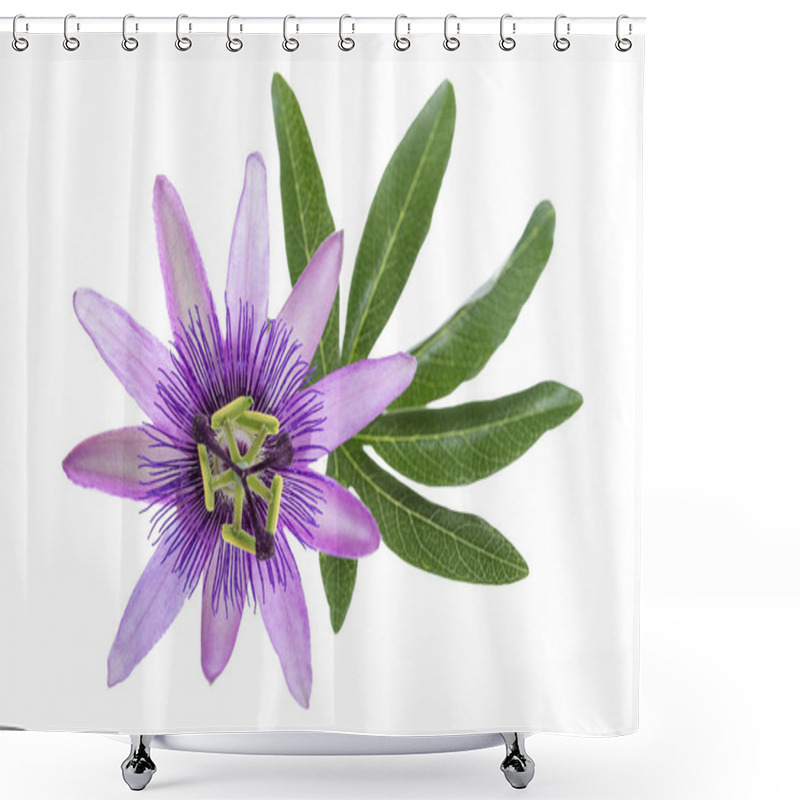 Personality  Passion Flower With Leaf Isolated On White Shower Curtains