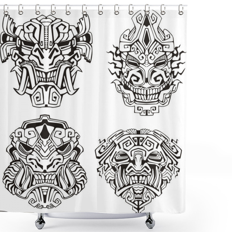 Personality  Aztec Monster Totem Masks Shower Curtains