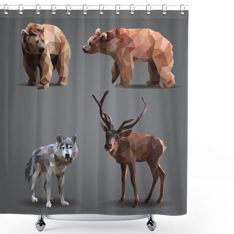 Personality  Set Of Forest Animals Shower Curtains