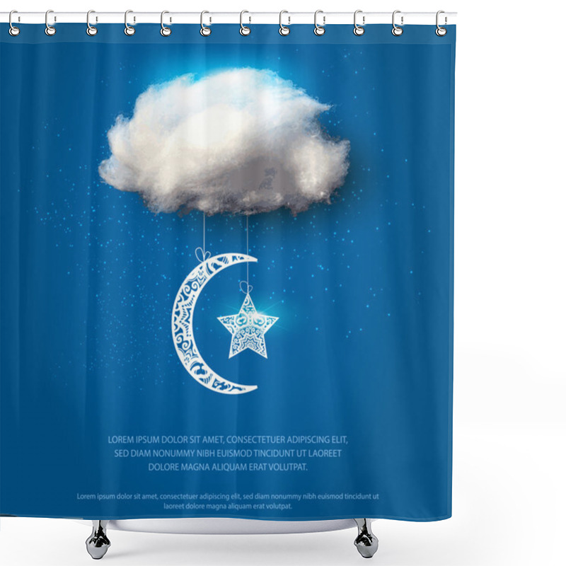 Personality  Cotton Cloud With Lace Moon Shower Curtains