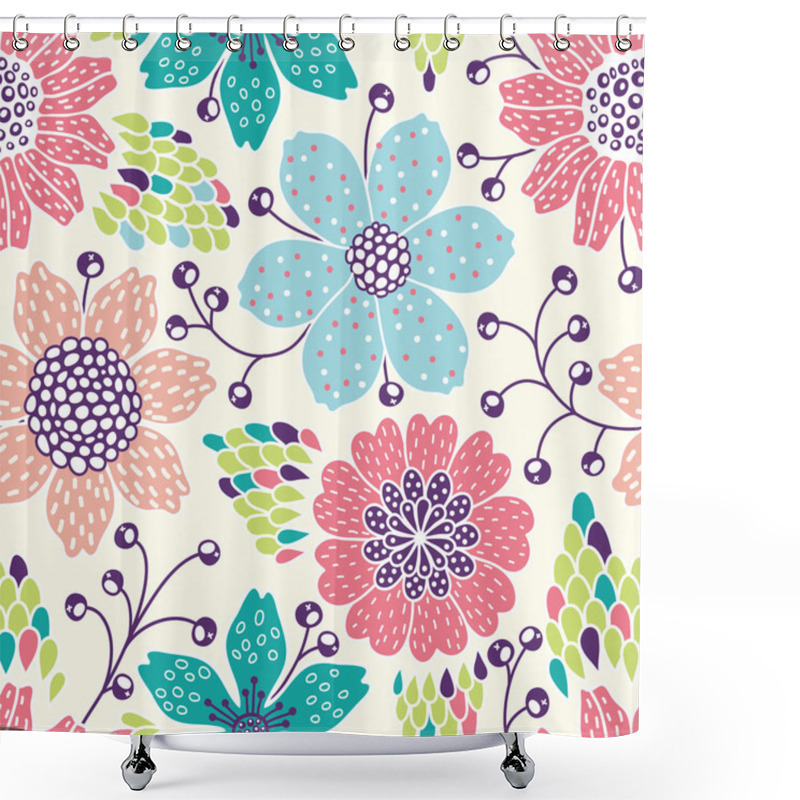 Personality  Seamless Floral Pattern Shower Curtains