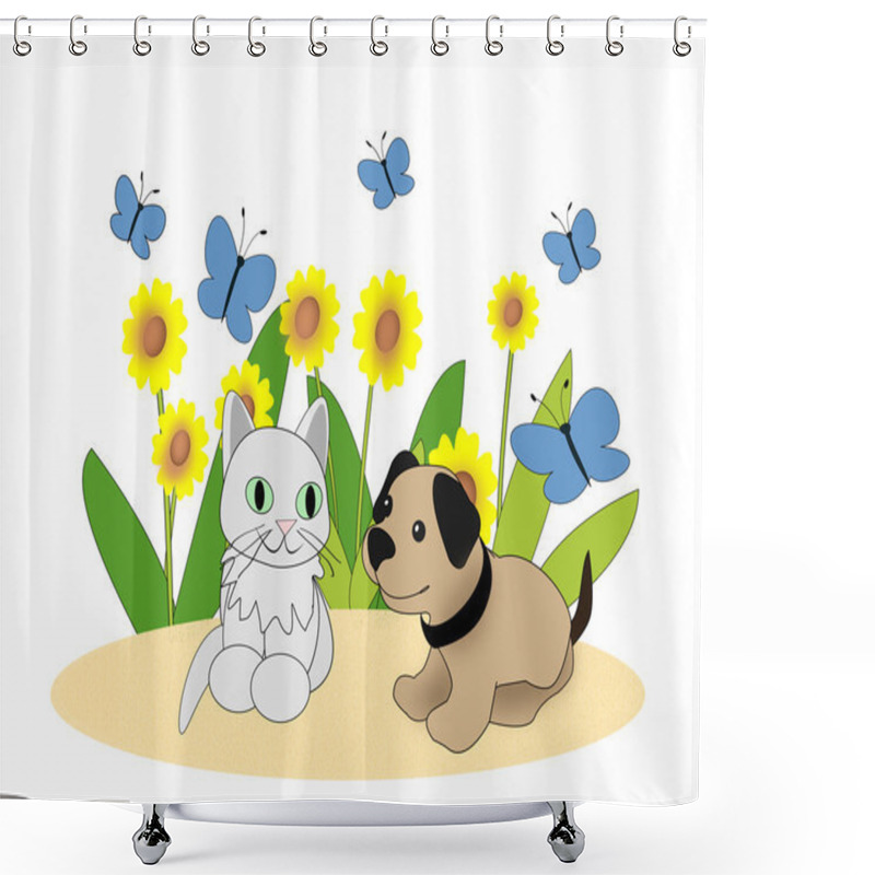 Personality  Little Pets In The Garden Shower Curtains