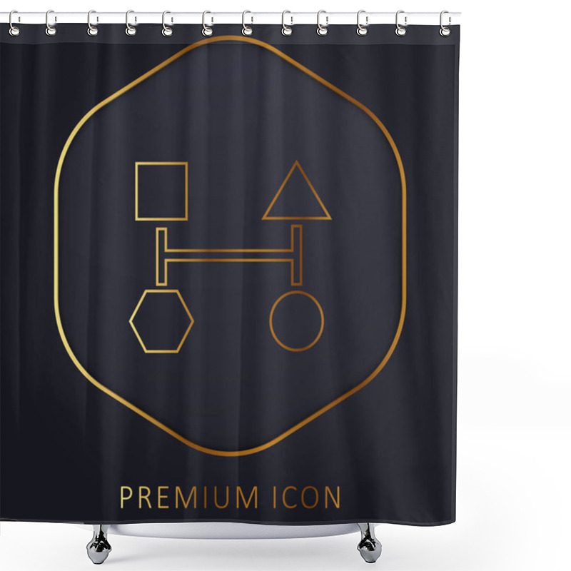 Personality  Block Scheme Of Four Basic Geometric Black Shapes Golden Line Premium Logo Or Icon Shower Curtains