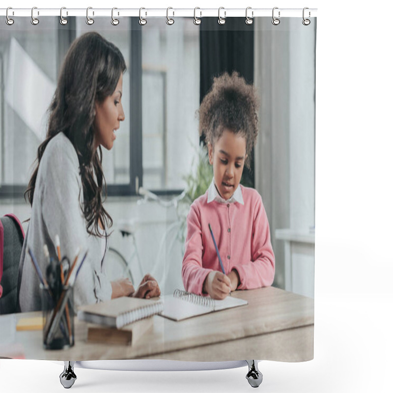 Personality  Mother Helping Daughter With Homework Shower Curtains