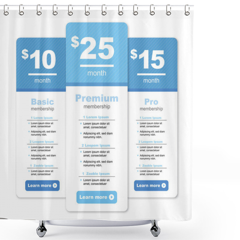 Personality  Premium Pricing And Membership Graphic W Different Options And P Shower Curtains