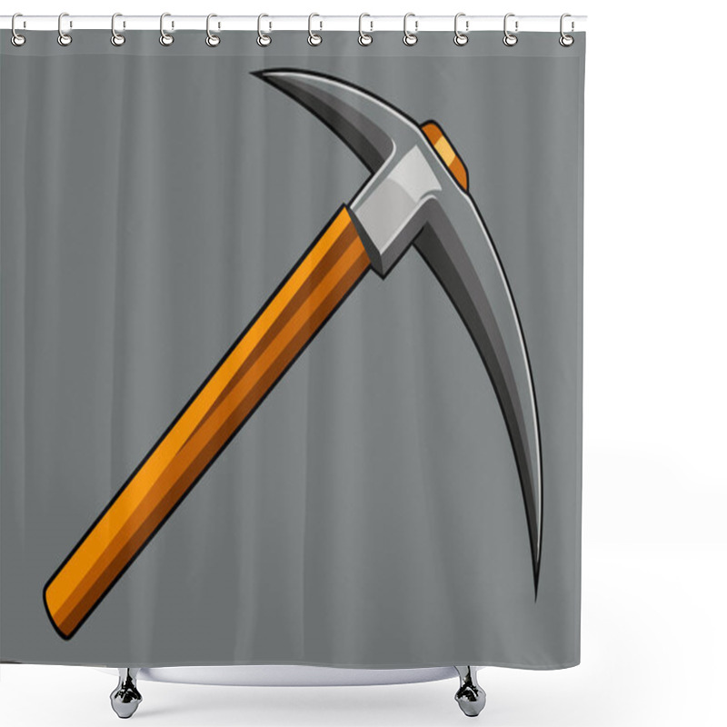 Personality  Cartoon Illustration Of A Pickaxe Against A Blue Background Shower Curtains