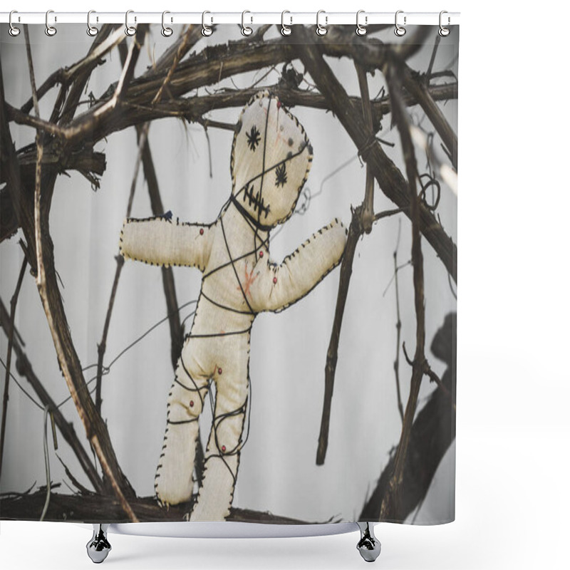 Personality  Voodoo Magic. Witchcraft With A Doll. Concept Of Magic. Shower Curtains