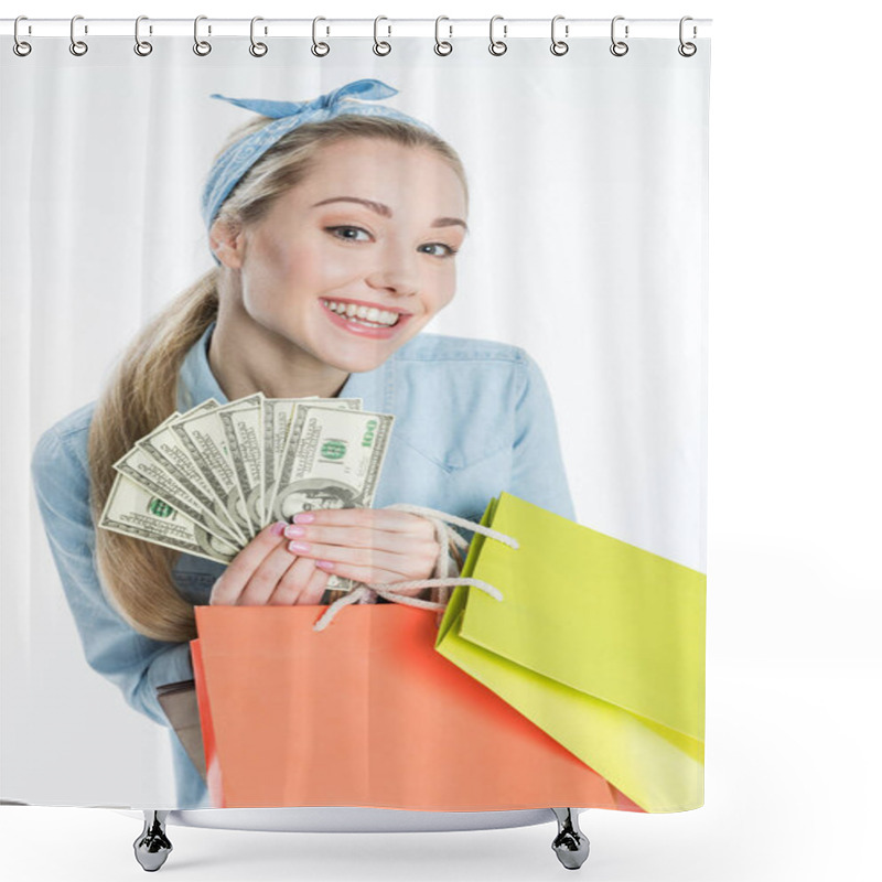 Personality  Woman With Shopping Bags Shower Curtains