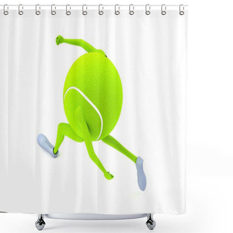 Personality  3d Isolated Running Tennis Ball Shower Curtains