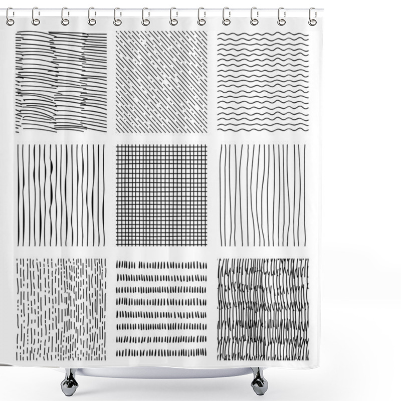 Personality  Set Of Hand Drawn Textures, Brush Strokes Shower Curtains