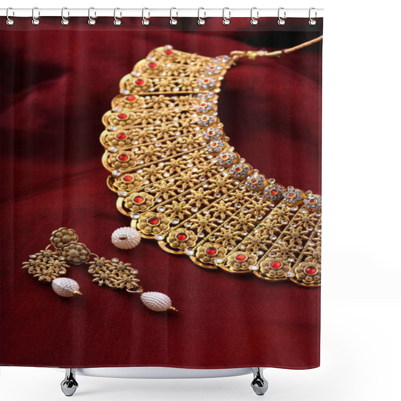 Personality  Indian Traditional Jewellery- Necklace With Earrings. Shower Curtains