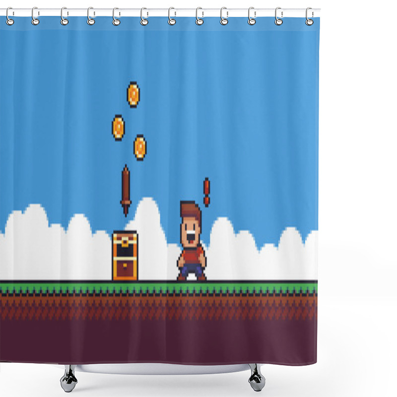 Personality  Pixel Art Loot Shower Curtains