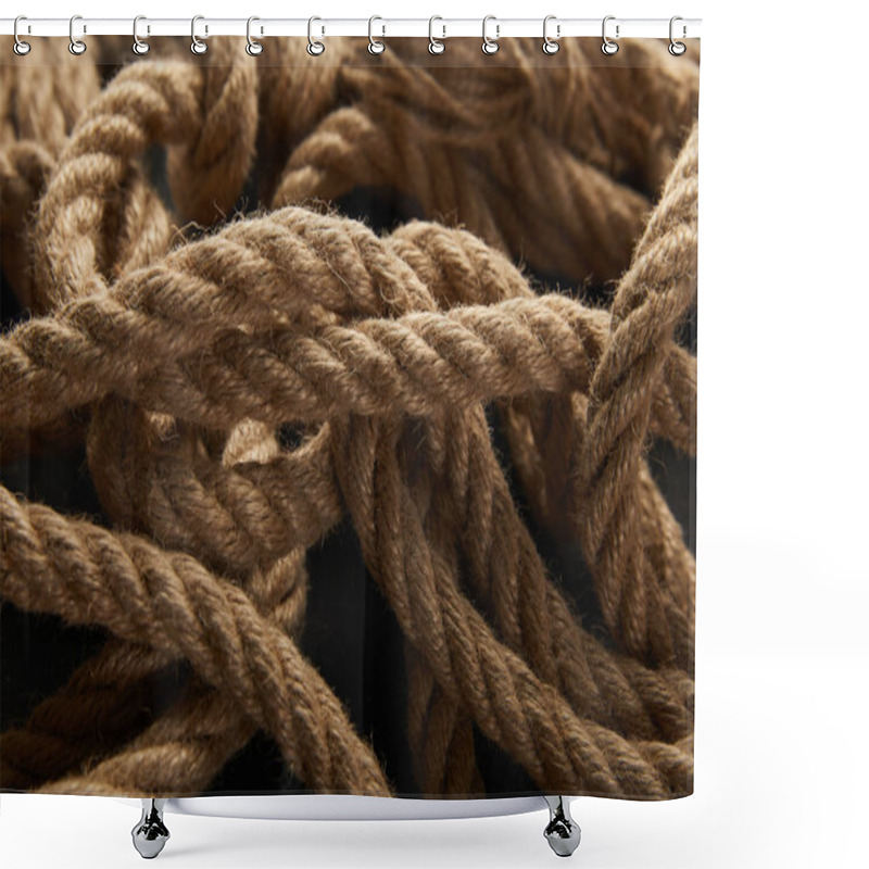 Personality  Close Up View Of Rope On Black Background Shower Curtains