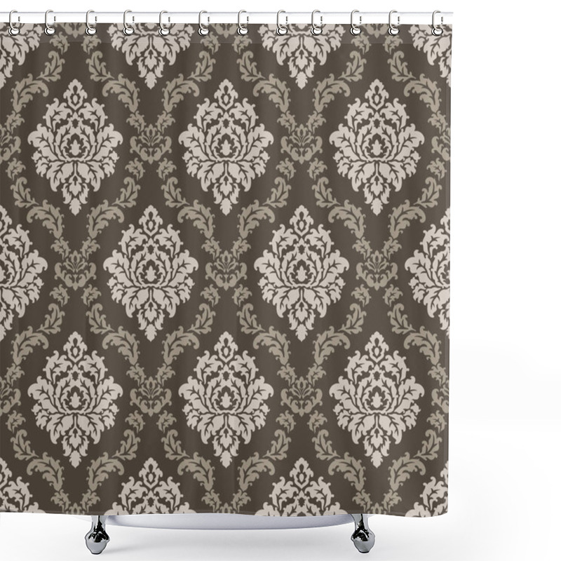 Personality  Seamless Brown Antique Damask Wallpaper Shower Curtains