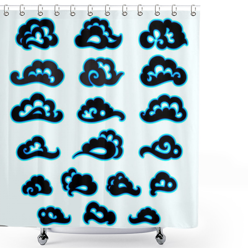 Personality  Vector Hand Drawn Illustration Of Clouds In Tibetan Chinese Asian Thangka Style Shower Curtains