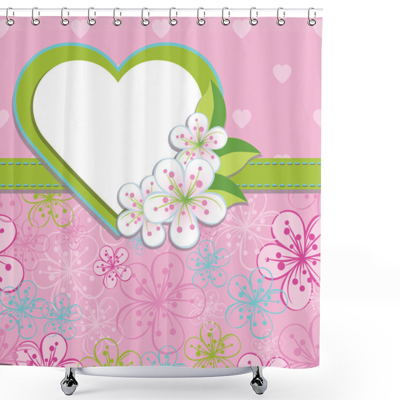 Personality  Spring Design Template.Cherry Flowers Background And Heart Shower Curtains