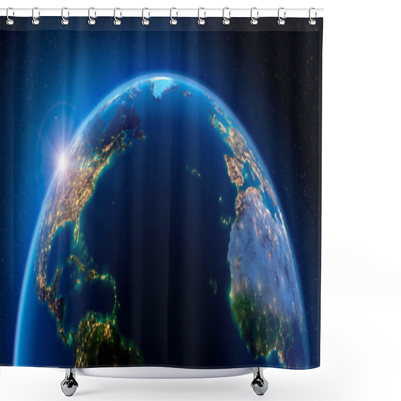 Personality  Earth At Night And The Light Of Cities. Atlantic Ocean. Shower Curtains