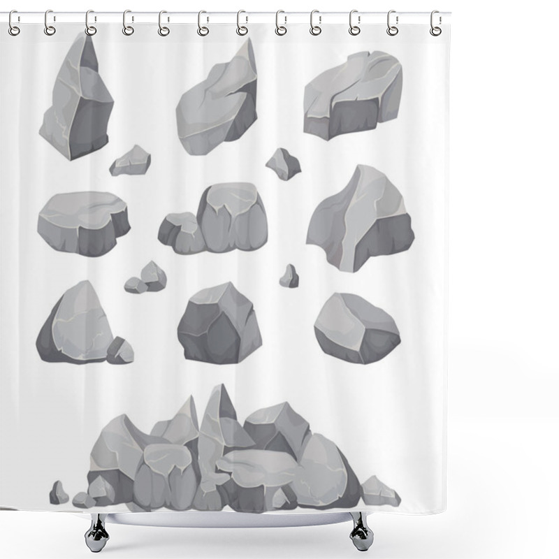 Personality  Rock Stones. Graphite Stone, Coal And Rocks Pile Isolated Vector Illustration Shower Curtains