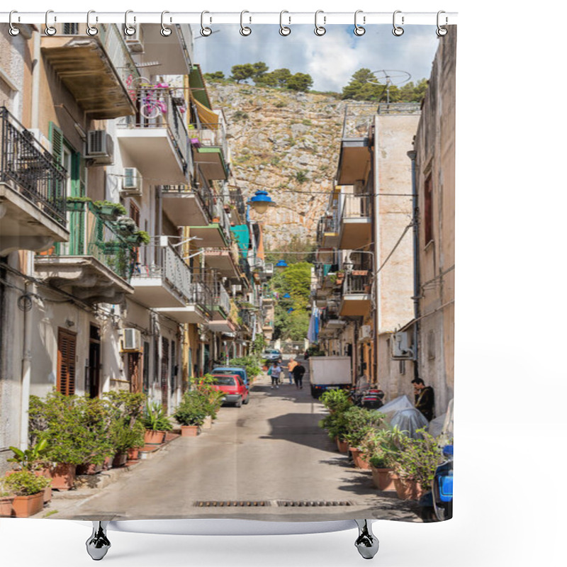 Personality  Streets In The Center Of Mondello, Is A Small Seaside Resort Near Center Of City Palermo. Shower Curtains