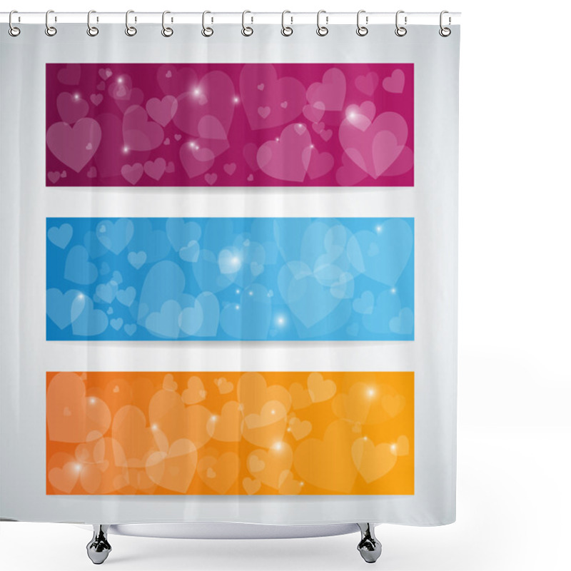 Personality  Horizontal Heart Badge With Place For Text, Vector Illustration Shower Curtains