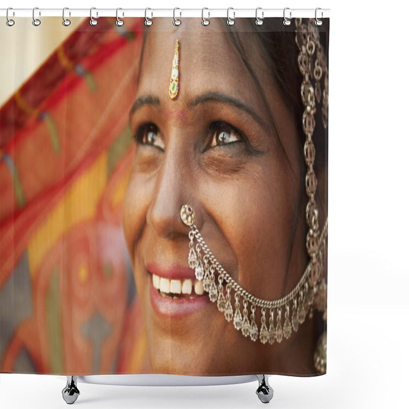 Personality  Happy Indian Woman Shower Curtains