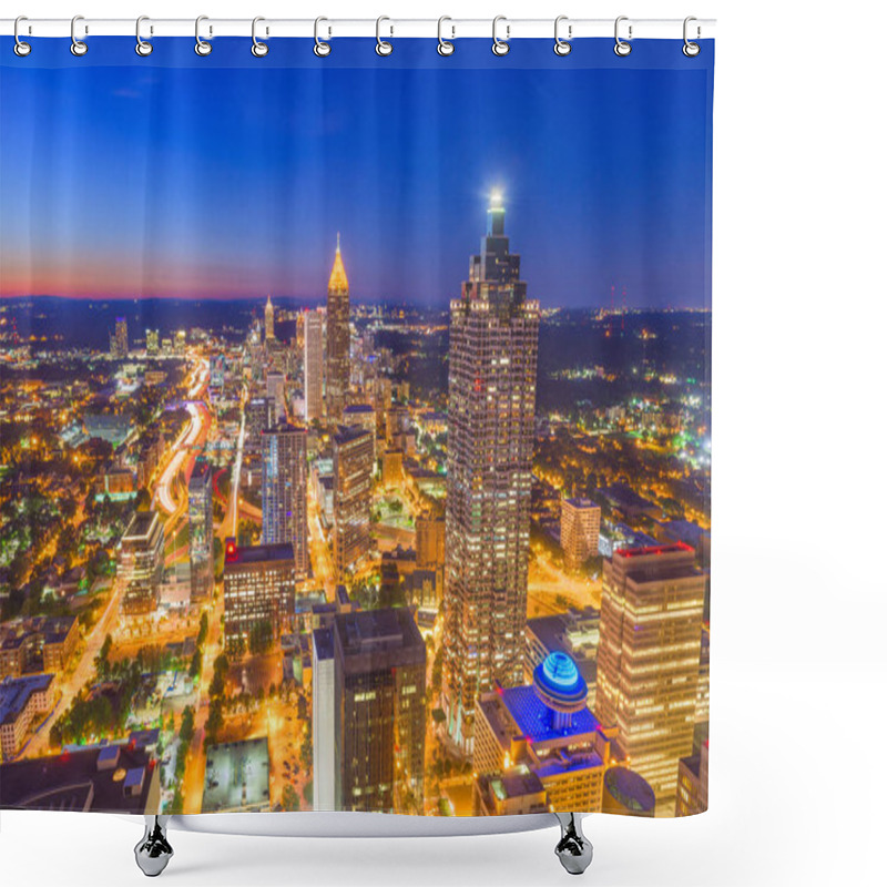 Personality  Atlanta, Georgia, USA Downtown Aerial Skyline At Twilight. Shower Curtains