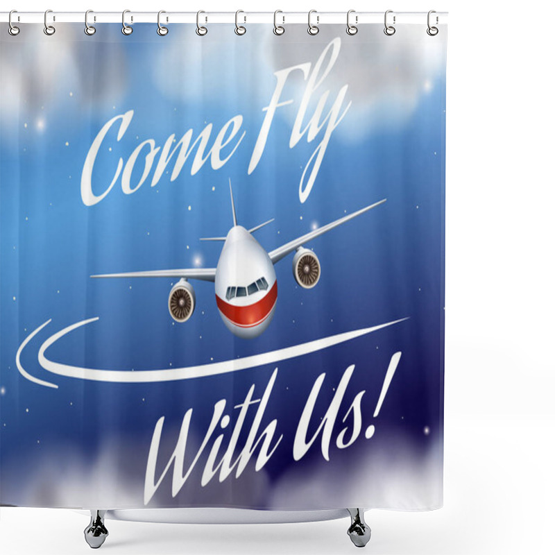 Personality  Advertisement Poster With Plane Flying Shower Curtains