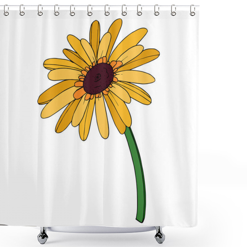 Personality  Vector Gerbera Floral Botanical Flower. Black And White Engraved Shower Curtains