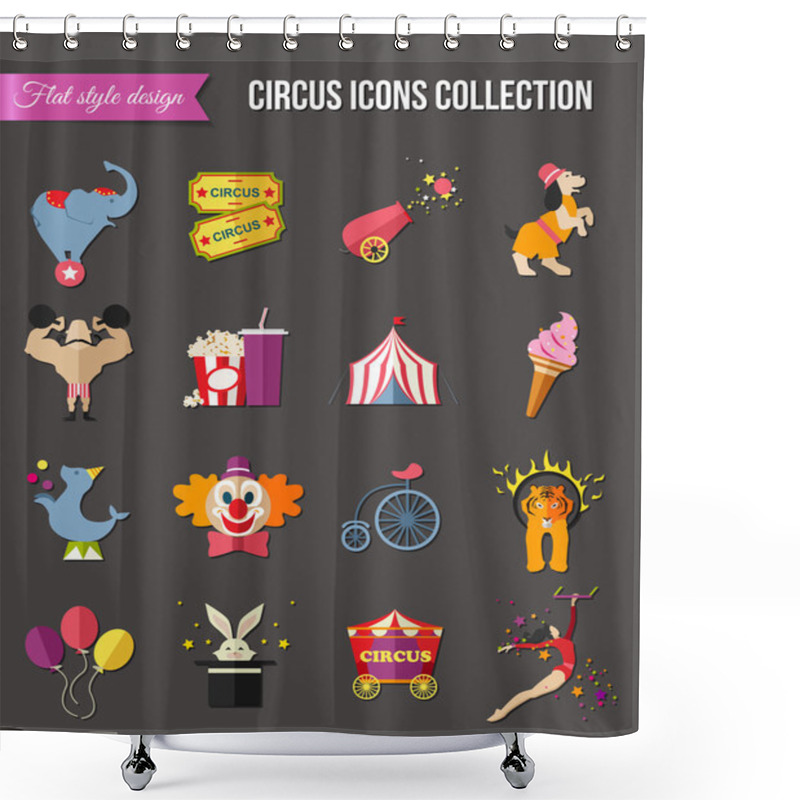 Personality  Circus Entertainment Icons Set. Shower Curtains