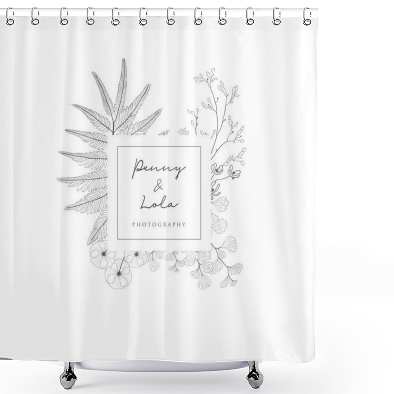 Personality  Vector Floristic Feminine Brand Logo Template Frame. Shower Curtains