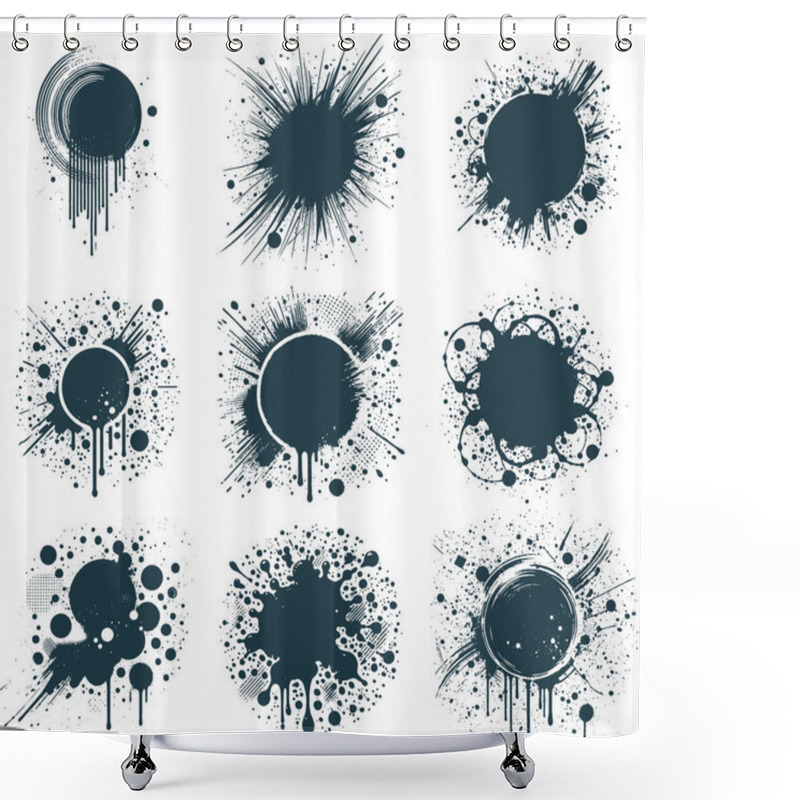 Personality  Abstract Ink Splatter Circles In Grunge Style For Artistic Design Use Shower Curtains