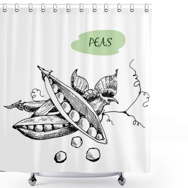 Personality  Peas. Hand Drawn Illustration Shower Curtains