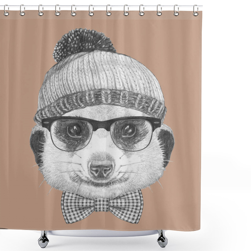 Personality  Portrait Of Hipster Animal Shower Curtains