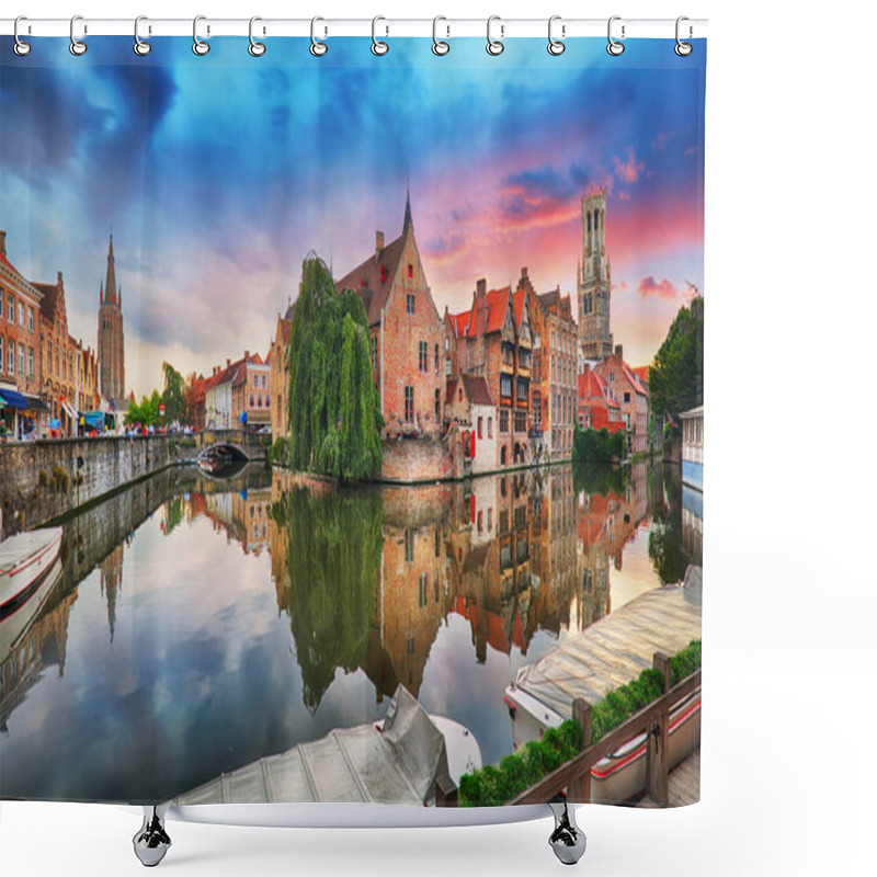 Personality  Bruges At Dramatic Sunset, Belgium Shower Curtains