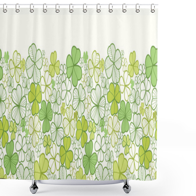 Personality  Clover Line Art Horizontal Seamless Pattern Background Border Shower Curtains