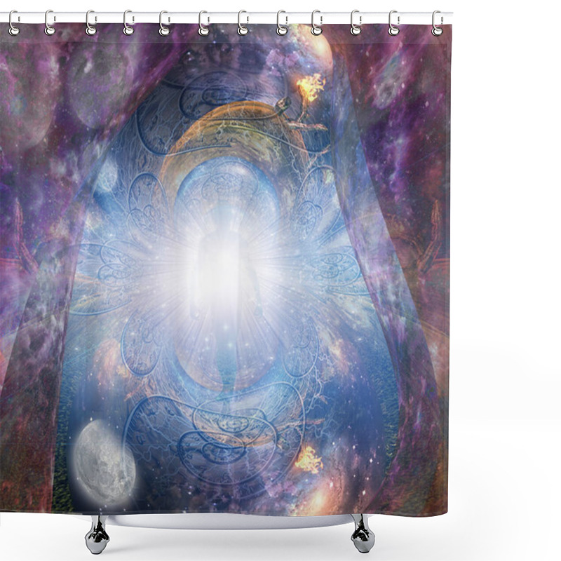 Personality  Aura Or Soul. Spiritual Composition. 3d Rendering. Shower Curtains