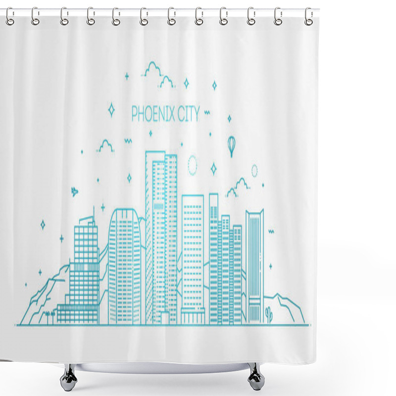 Personality  Phoenix Skyline, Detailed Silhouette Shower Curtains