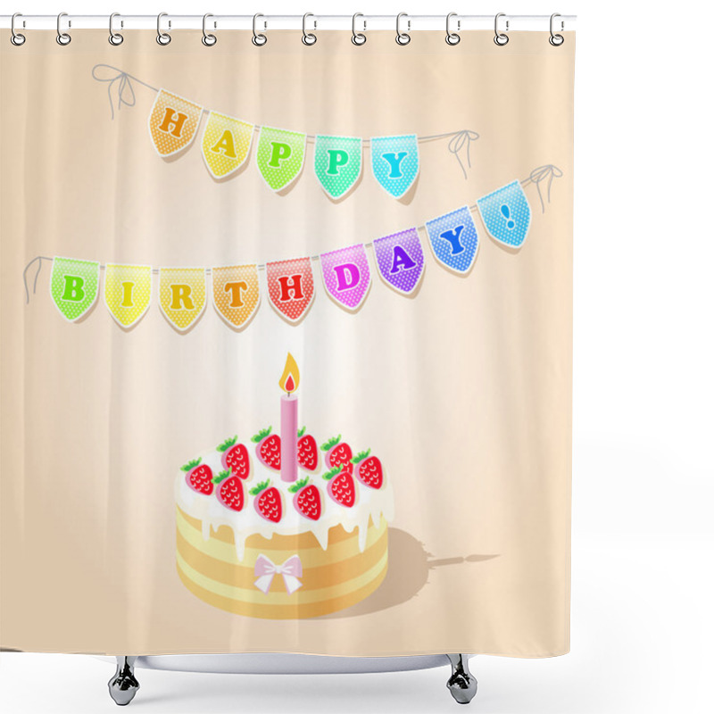 Personality  Vector Birthday Card Vector Illustration  Shower Curtains