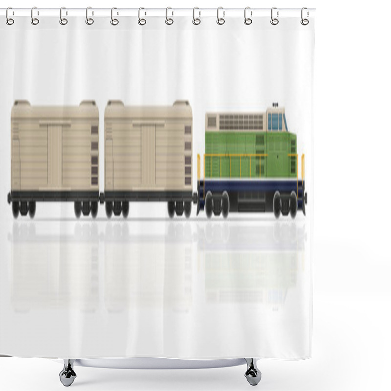 Personality  Railway Train With Locomotive And Wagons Vector Illustration Shower Curtains