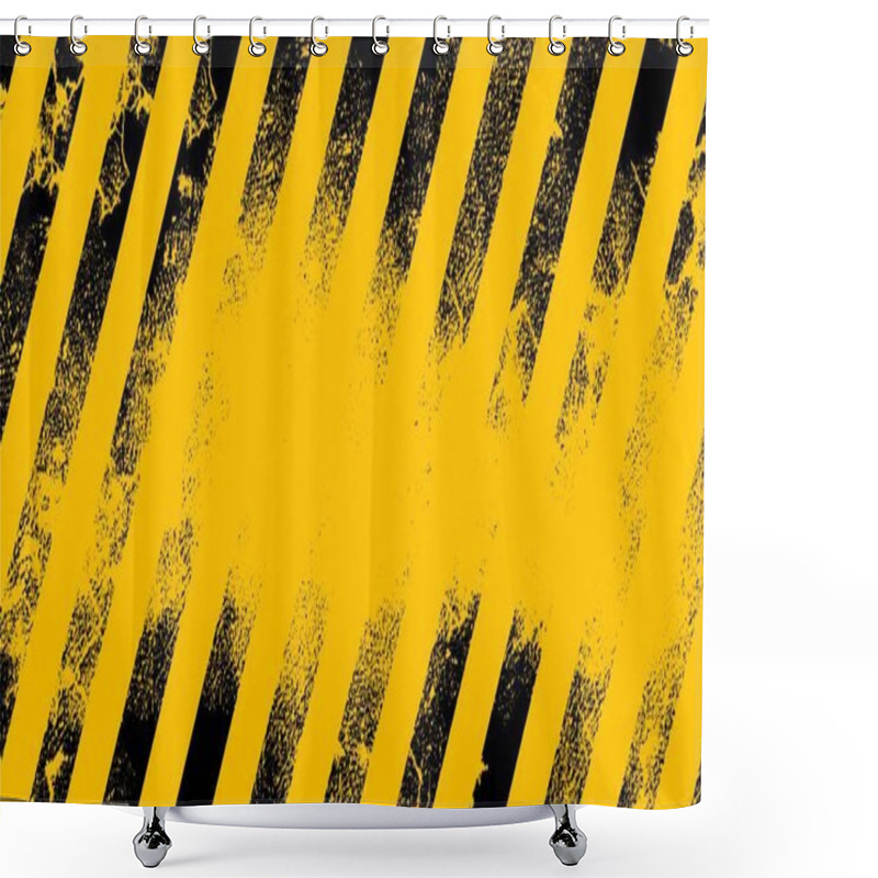 Personality  Old Warning Sign With Black Stripes On Yellow Background. Shower Curtains