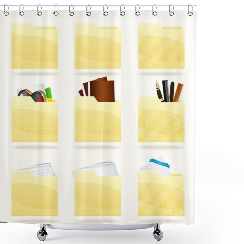 Personality  Vector Folder Icons Set Shower Curtains