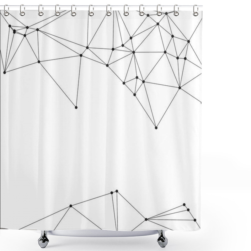 Personality  Abstract Polygonal Mesh With Black Nodes And Thin Lines, Creating A Minimalist Geometric Network Pattern Shower Curtains